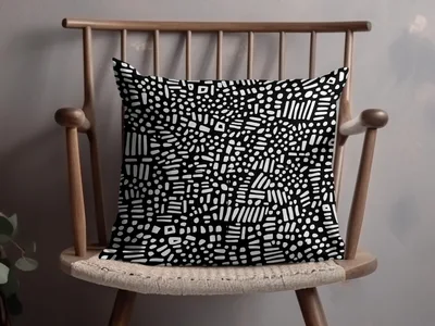 Black and White Abstract Doodle, Geometric Digital Art Print, Modern Digital Download, Printable Wall Art, Home Decor