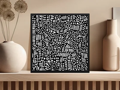 Black and White Abstract Doodle, Geometric Digital Art Print, Modern Digital Download, Printable Wall Art, Home Decor