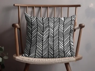 Black and White Abstract Doodle Geometric Digital Pattern, Seamless Design, Herringbone Doodle