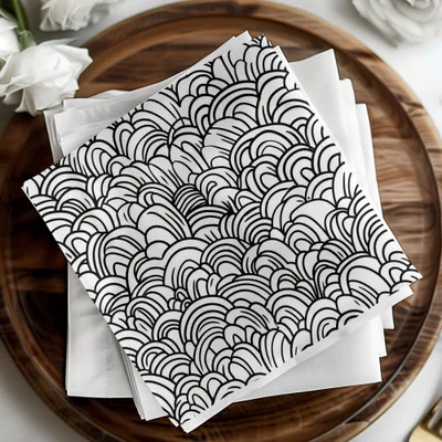 Black and White Abstract Doodle, Geometric Hills Digital Download, Modern Pattern, Seamless