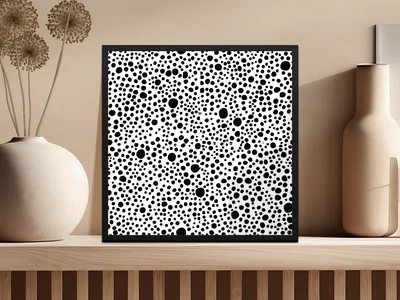 Black and White Abstract Doodle Modern Circles Pattern Simple