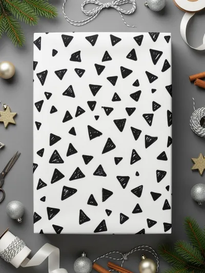 Black and White Abstract Triangles Doodle Pattern Texture, Modern Background, Scrapbook Paper, Printable Pattern