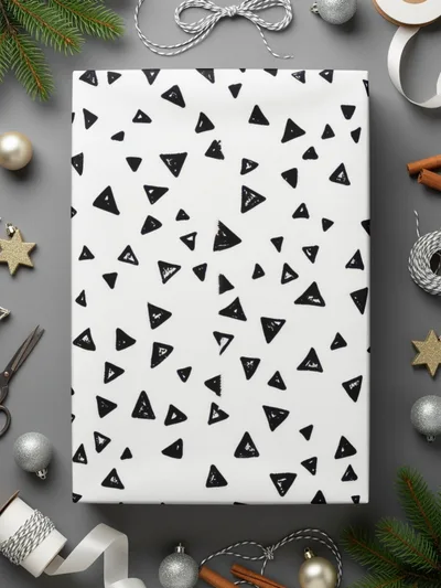 Black and White Abstract Triangles Seamless Geometric Pattern Tiny Triangles