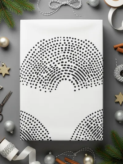 Black and White Geometric Dotted Rainbows Seamless Pattern