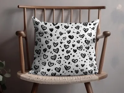 Black and White Hearts Doodle, Abstract Digital Pattern, Seamless Heart Design, Love Digital Paper, Scrapbook Paper Digital, Heart Pattern
