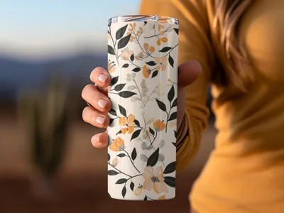 Black Boho Wildflower Seamless Pastel Modern Wildflowers