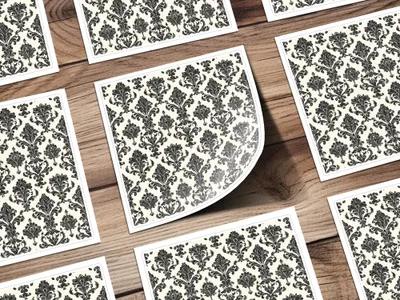 Black Damask Vintage Ornament Classic Repeating Background Design Digital