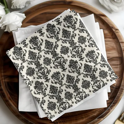 Black Damask Vintage Ornament Classic Repeating Background Design Digital