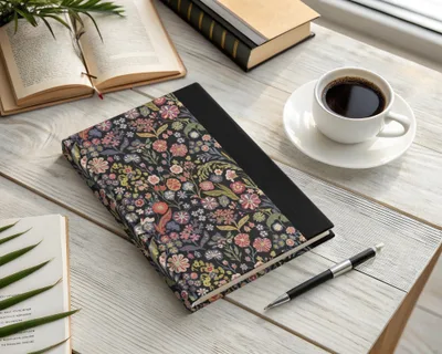 Black Multicolor Flowers Leaves Digital Pattern Seamless