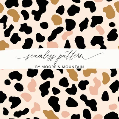 Black, Tan, Blush Cow Print Digital Paper, Neutral Aesthetic Pattern, Seamless Animal Print, Farmhouse Decor, Abstract Digital Download