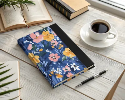 Blue Botanical Bliss Colorful Floral Art Print Digital