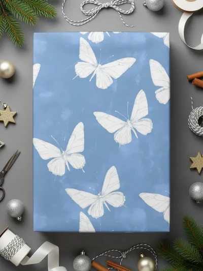 Blue Butterfly Digital Paper, Seamless Butterfly Pattern, Butterfly Background, Commercial Use, Digital Download for Print on Demand