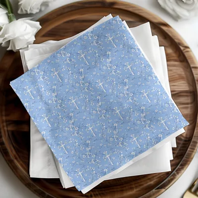 Blue Floral Cross Pattern, Seamless Design, Digital Download, Repeating Pattern, Religious Print, Flower Pattern, Christian Graphic