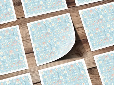 Blue Floral Digital Paper, Pastel Flower Pattern, Seamless Design, Spring Botanical Print, Cute Girly Background, Scrapbook Paper, Fabric