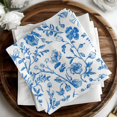 Blue Floral Digital Paper, Seamless Flower Pattern, Chintz Style Fabric Design, Printable Background for Crafts, Scrapbooking Digital