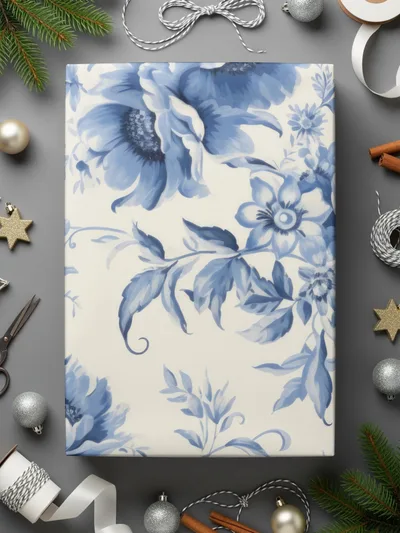 Blue Floral Digital Paper, Seamless Flower Pattern, Elegant Floral Design, Printable Fabric Pattern, Scrapbook Paper, 12x12 JPEG Digital