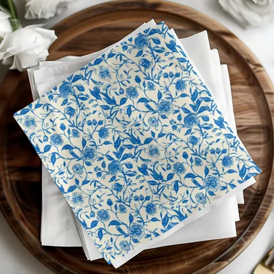 Blue Floral Digital Paper, Seamless Flower Pattern, Printable Fabric Design, Botanical Scrapbook Paper, Repeat Pattern Download