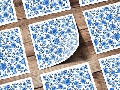 Blue Floral Digital Paper, Seamless Pattern, Flower Digital Background, Printable Fabric Pattern, Scrapbook Paper, Digital Download
