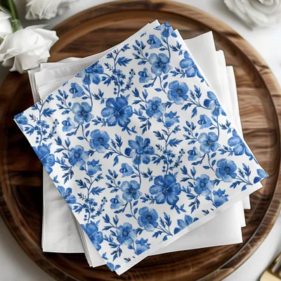 Blue Floral Digital Paper, Seamless Pattern, Flower Digital Background, Printable Fabric Pattern, Scrapbook Paper, Digital Download