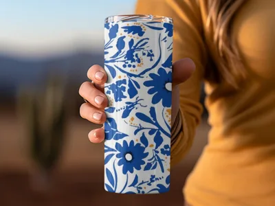 Blue Flower Chinoiserie Pattern Seamless Blue Toile Modern Pattern