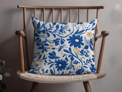 Blue Flower Chinoiserie Pattern Seamless Blue Toile Modern Pattern