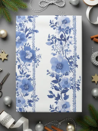 Blue Floral Seamless Pattern Digital Paper, Floral Pattern, Digital Download, Floral Backgrounds, Tileable Flowers, Shabby Chic Paper