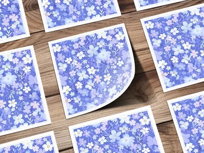Blue Ditsy Floral Seamless Pattern Background