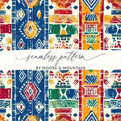 Blue Geometric Indian Seamless Aztec Geometric Digital