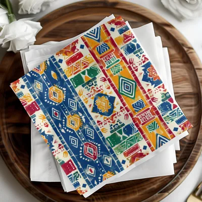 Blue Geometric Indian Seamless Aztec Geometric Digital