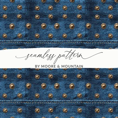 Blue Jeans Texture With Metal Studs Seamless Denim Digital