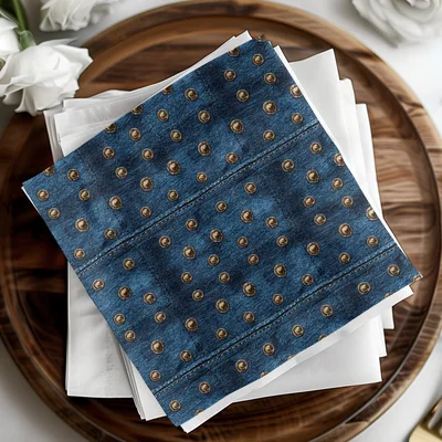 Blue Jeans Texture With Metal Studs Seamless Denim Digital