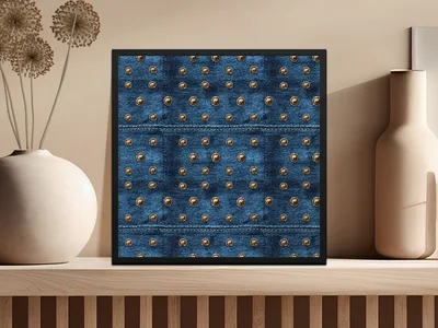 Blue Jeans Texture With Metal Studs Seamless Denim Digital