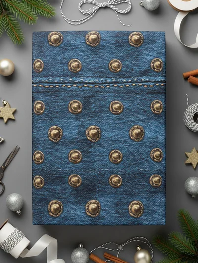 Blue Jeans Texture With Metal Studs Seamless Denim Digital