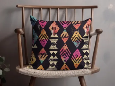 Blue Orange Aztec Seamless Pattern Geometric Indian Digital
