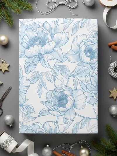 Blue Peony Digital Paper, Floral Seamless Pattern, Repeating Flower Backgrounds, Scrapbook Paper, Fabric Design, Printable Patterns Digital