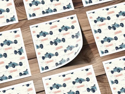 Blue Race Car Digital Paper, Pattern for Boys, Digital Download, Scrapbooking Paper, Kids Room Decor, Car Print, Vehicle Pattern