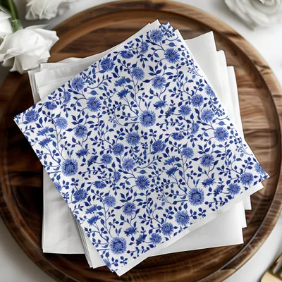 Blue Seamless Chinoiserie Floral Design Digital Glacier Aesthetic