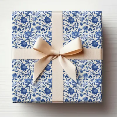 Blue Seamless Chinoiserie Floral Flower Motif Digital