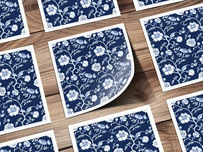 Blue Seamless Chinoiserie Floral Pattern Design