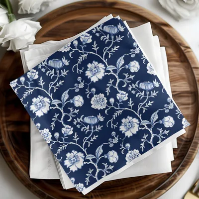 Blue Seamless Chinoiserie Floral Pattern Design