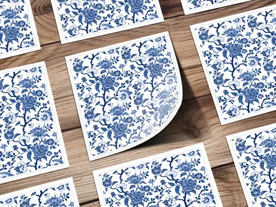 Blue Seamless Chinoiserie Floral Pattern Designs