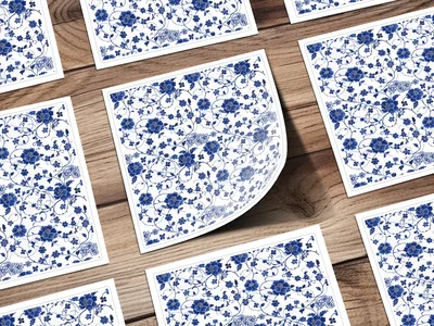 Blue Seamless Chinoiserie Floral Pattern Digital