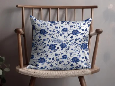 Blue Seamless Chinoiserie Floral Pattern Digital