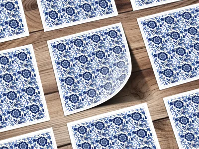 Blue Seamless Chinoiserie Floral Pattern Print Design
