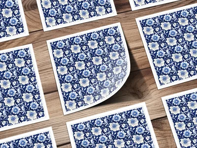 Blue Seamless Chinoiserie Flower and Vines Pattern