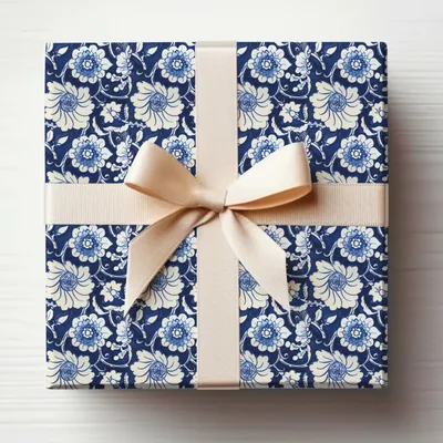 Blue Seamless Chinoiserie Flower and Vines Pattern
