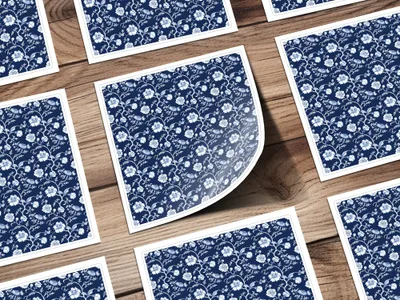 Blue Seamless Chinoiserie Flower and Vines Pattern