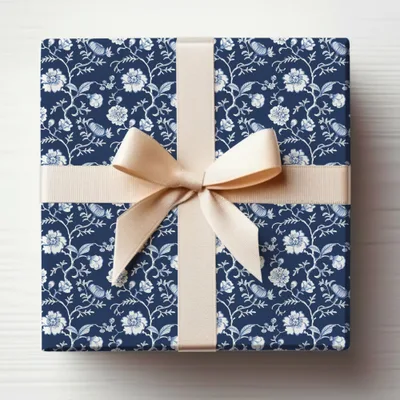 Blue Seamless Chinoiserie Flower and Vines Pattern