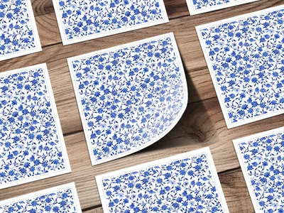 Blue Seamless Chinoiserie Flower and Vines Pattern Digital
