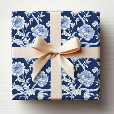 Blue Seamless Chinoiserie Flower Pattern Digital
